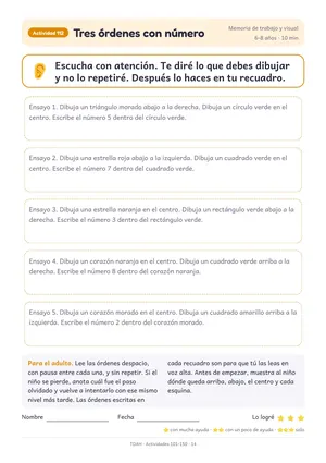 Hoja de ejemplo de TDAH